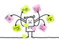 Cartoon Woman Multitasking with Sticky Notes Royalty Free Stock Photo