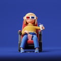 Cartoon woman with pop corn wearing 3D glasses Royalty Free Stock Photo