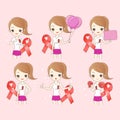 Cartoon woman preventing AIDS