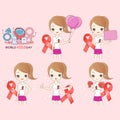 Cartoon woman preventing AIDS