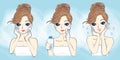 Cartoon woman problem skin care