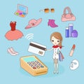 Cartoon woman shopping Royalty Free Stock Photo