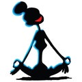 Cartoon woman sitting in a lotus position doing yoga vector