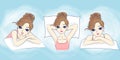 Cartoon woman sleep on bed