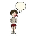 cartoon woman with snake tongue with speech bubble