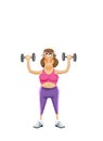 Cartoon of a woman struggling to lift weights