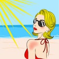 Cartoon woman with sunburn