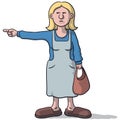 Cartoon woman with a suspicious look indicates Royalty Free Stock Photo