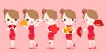 Cartoon woman wear cheongsam