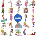 Cartoon women and girls characters big set