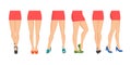 Cartoon Women Legs Icon Set Different Types. Vector