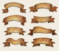 Cartoon Wood Banners And Ribbons For Ui Game