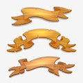 Cartoon wood signs or wooden ribbons Royalty Free Stock Photo