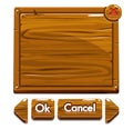 Cartoon wooden assets and buttons For Ui Game Royalty Free Stock Photo