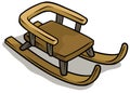 Cartoon wooden brown sledge vector icon Royalty Free Stock Photo