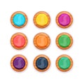 Cartoon wooden buttons set for mobile games Royalty Free Stock Photo