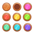 Cartoon wooden buttons set. Royalty Free Stock Photo