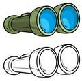 Cartoon marine binoculars vector icon for coloring