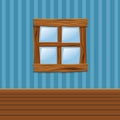 Cartoon Wooden old window, Home Interior Royalty Free Stock Photo