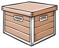 Cartoon Wooden Storage Box with Handles and Lid Royalty Free Stock Photo