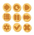 Cartoon wooden vector buttons for game