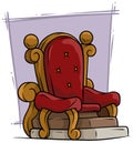 Cartoon wooden red vintage throne royal armchair