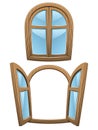 Cartoon wooden windows