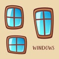 Cartoon wooden windows collection