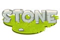 Cartoon word stone on island isometric with grass.