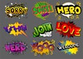 Cartoon words, text effect. Speech bubble. Royalty Free Stock Photo