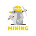 Worker Mole Mining wear hard hats logo design