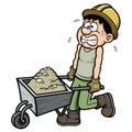 Cartoon worker with wheelbarrow Royalty Free Stock Photo