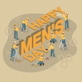 Cartoon workers make words International Mens Day