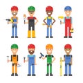 Cartoon workers and other tools under construction Royalty Free Stock Photo