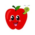 Cartoon Worm In Apple Clipart