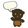 cartoon worried black bear with speech bubble