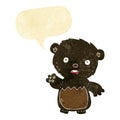 cartoon worried black bear with speech bubble