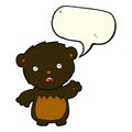 cartoon worried black bear with speech bubble