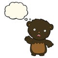 cartoon worried black bear with thought bubble