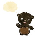 cartoon worried black bear with thought bubble