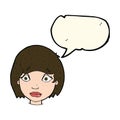 cartoon worried female face with speech bubble