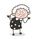 Cartoon Worried Old Lady Face Expression Vector Illustration