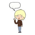 cartoon worried woman with speech bubble