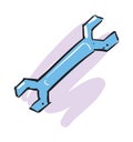 Cartoon wrench key isolated vector icon