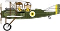 Cartoon WW1 Biplane and Pilots