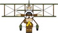 Cartoon WW1 Biplane and Pilots