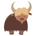 Cartoon yak. Vector illustration of yak. Drawing animal for children. Zoo for kids.