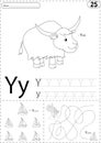 Cartoon yak and yacht. Alphabet tracing worksheet: writing A-Z a Royalty Free Stock Photo