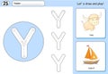 Cartoon yak and yacht. Alphabet tracing worksheet: writing A-Z Royalty Free Stock Photo