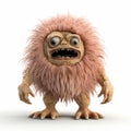 Expressive 3d Monster Illustration With Long Hair And Hyperbolic Expression